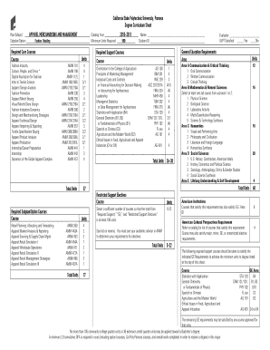 California State Polytechnic University Pomona Degree Curriculum Sheet