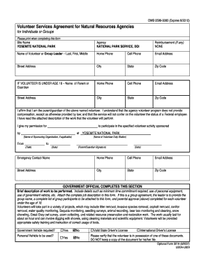 Volunteer Services Agreement for Yosemite National Park