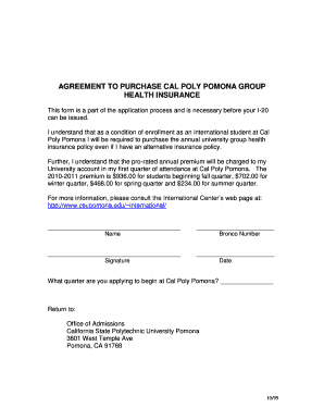 Agreement to Purchase Cal Poly Pomona Group Health Insurance