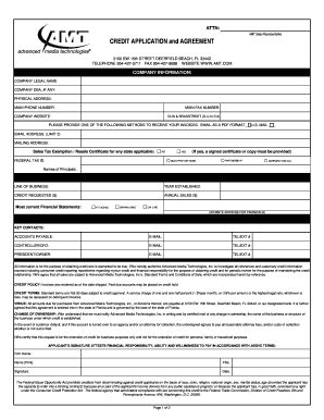 Credit Application and Agreement