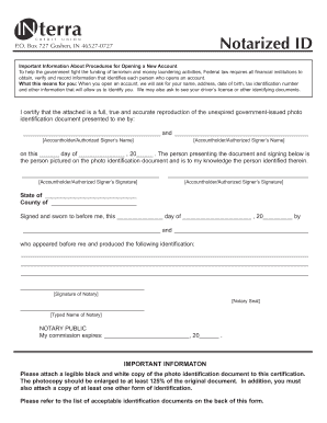 Notarized ID Certification for New Account