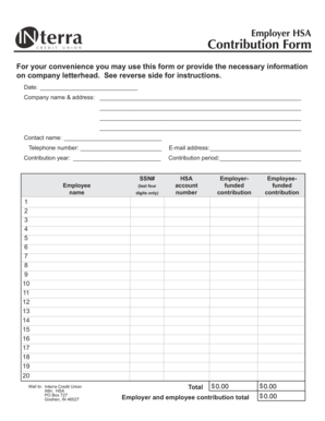 Employer HSA Contribution Form