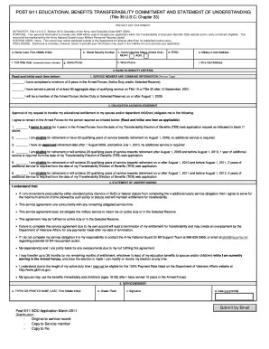 Post 9/11 Educational Benefits Transferability Commitment and Statement of Understanding
