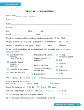Reunion and Gathering Survey Form