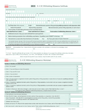 DC Withholding Allowance Certificate