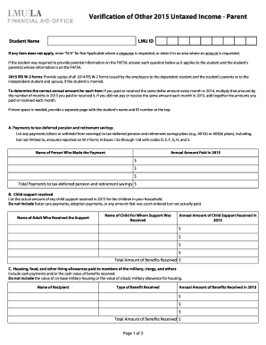 Verification of Other 2015 Untaxed Income - Parent