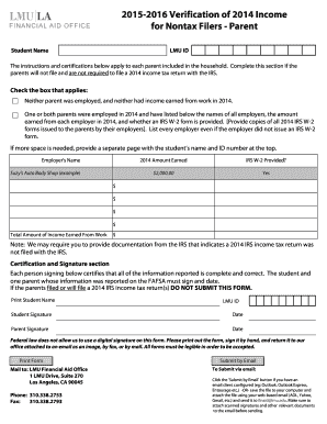2014 Income Verification for Nontax Filers