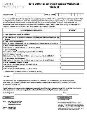 2014 Tax Extension Income Worksheet
