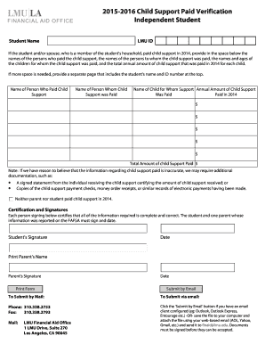 Child Support Paid Verification Form
