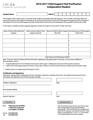 Child Support Paid Verification Form