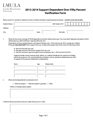 Support Dependent Verification Form