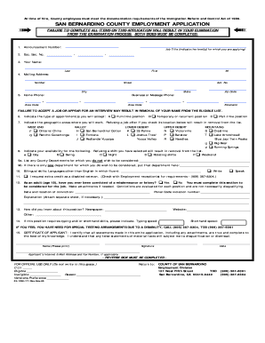 San Bernardino County Employment Application