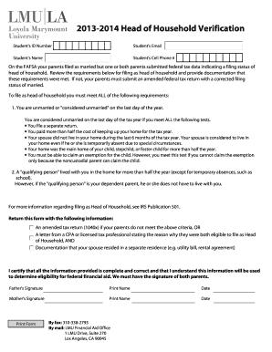 Head of Household Verification Form