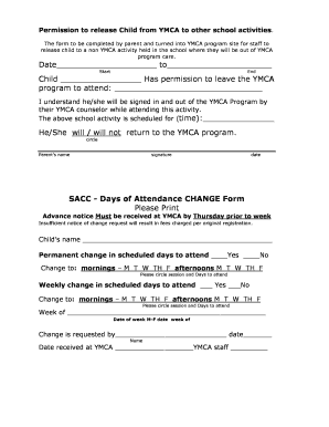YMCA Child Release Permission Form