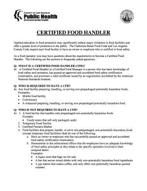 Fillable Online CERTIFIED FOOD HANDLER Fax Email Print - pdfFiller