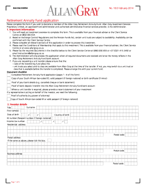 Allan Gray Retirement Annuity Fund Application
