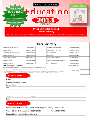 Scholastic Education Term 2 Order Form