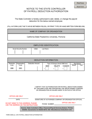 California Payroll Deduction Authorization Form