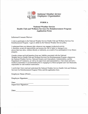 National Weather Service Health Club Fee Reimbursement Application