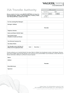 ISA Transfer Authority Form