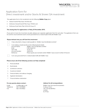 Direct investment andor Stocks & Shares ISA investment