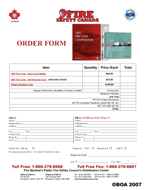 Ontario Fire Code Order Form