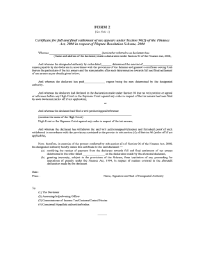 Certificate for Full and Final Settlement of Tax