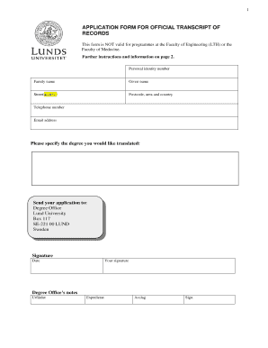 Lund University Official Transcript Translation Application