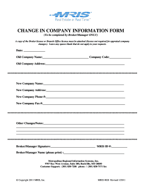 Change in Company Information Form