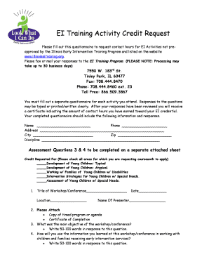 Illinois EI Training Activity Credit Request Form