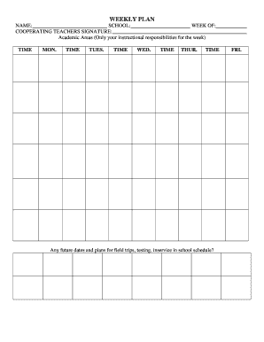 Weekly Teacher Evaluation Form