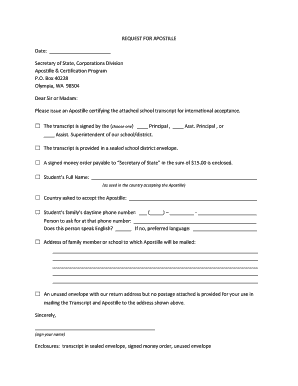 Request for Apostille