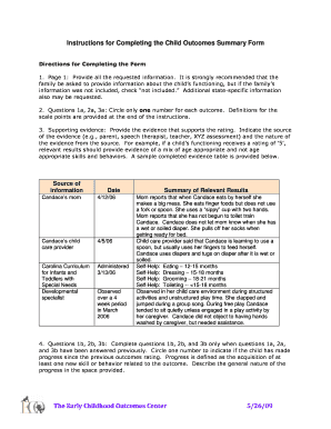 Child Outcomes Summary Form