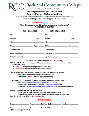 Records Change of Information Form