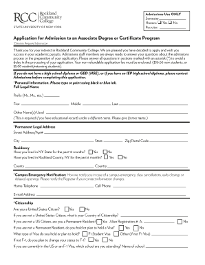 Rockland Community College Admission Application