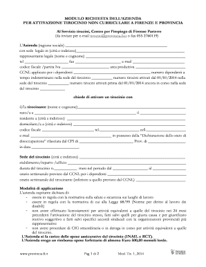 Modulo Richiesta Dell’Azienda Per Attivazione Tirocinio Non Curriculare A Firenze E Provincia