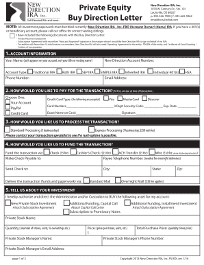 Buy Direction Letter for Private Equity Investment