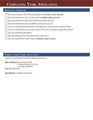 Self-Directed IRA Application for SEP Accounts