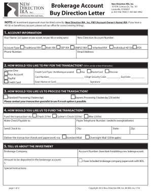 Brokerage Account Buy Direction Letter