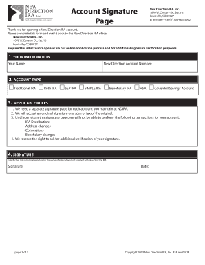 New Direction IRA Signature Form