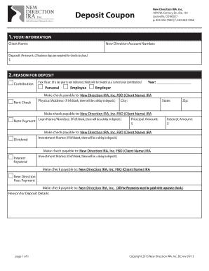 Deposit Coupon for Self-Directed IRA