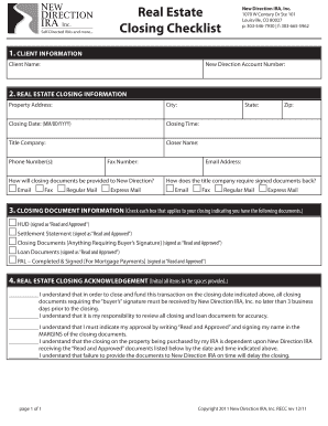 Real Estate Closing Checklist