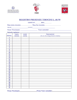 Registro Presenze Tirocini L. 68/99