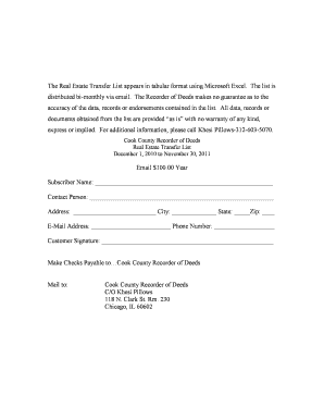 Real Estate Transfer List Subscription Form