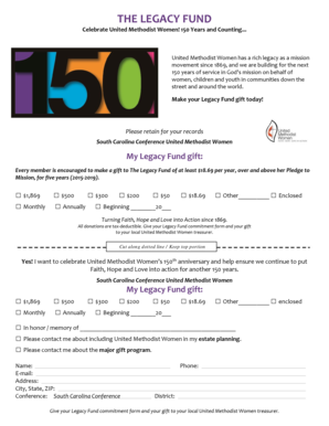 United Methodist Women Legacy Fund Donation Form