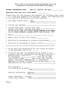 Student Information Form