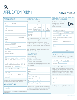 UK Stocks and Shares ISA Application Form