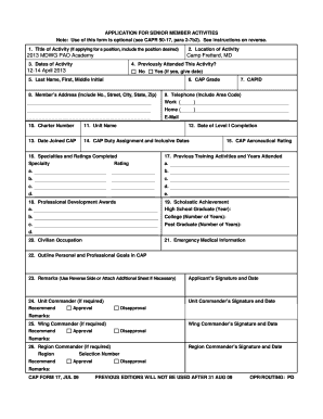 CAP Form 17 - Senior Member Activities Application