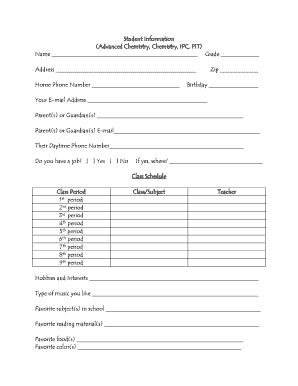 Student Information Form
