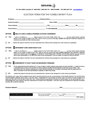 Election Form for Flexible Benefit Plan